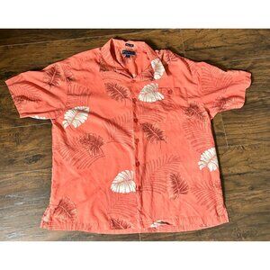 Weekender Casual Lifestyle Mens Hawaiian XXL 2XL Coral Palm Leaves Short Sleeve